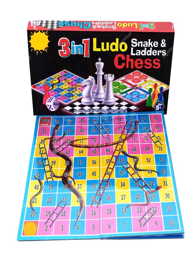 HighRoof 3 in 1 Jungle Ludo & Snakes Ladders and Classic Chess Board Game Combo Set - Multicolor - Image 3
